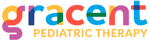 Colorful logo text 'gracent' above yellow text 'Pediatric Therapy'.