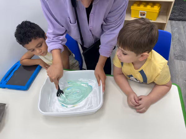 Children working on an art program as part of our School Readiness Program