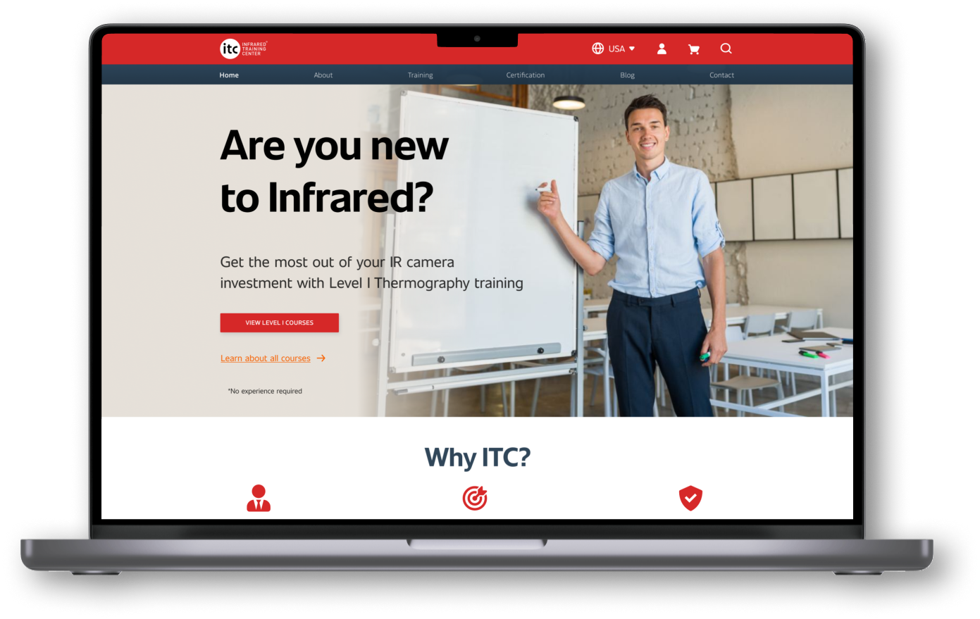 A screenshot of a new ITC homepage