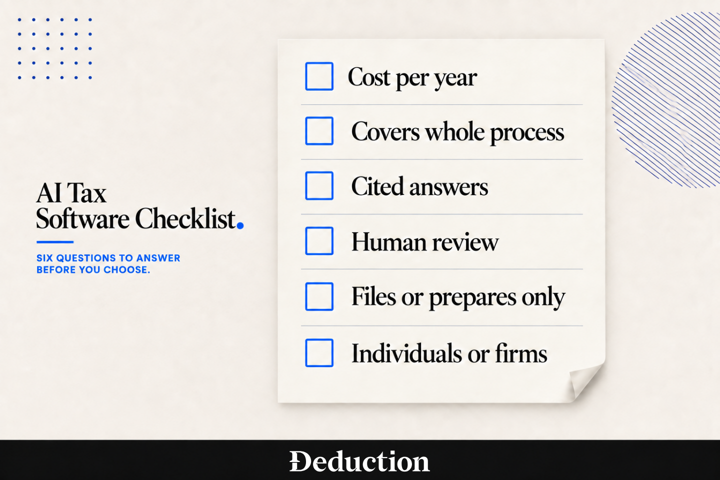 best ai tax software criteria checklist