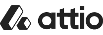 Attio logo with stylized lowercase letters and a square icon containing two horizontal lines and a diagonal line.