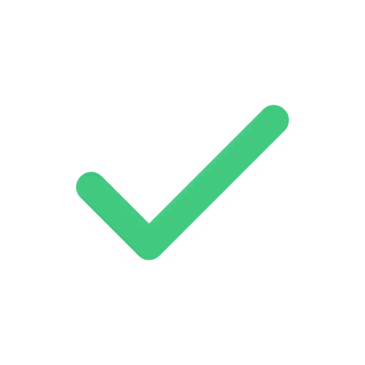 Green check mark icon on a transparent background