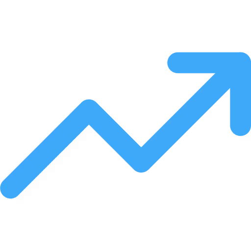 Blue upward trending arrow representing growth or increase