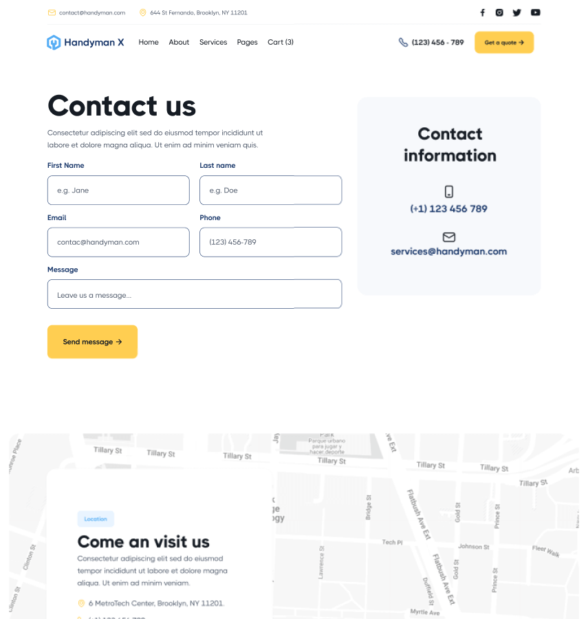 Handyman X - Contact V1 - Handyman Webflow Template