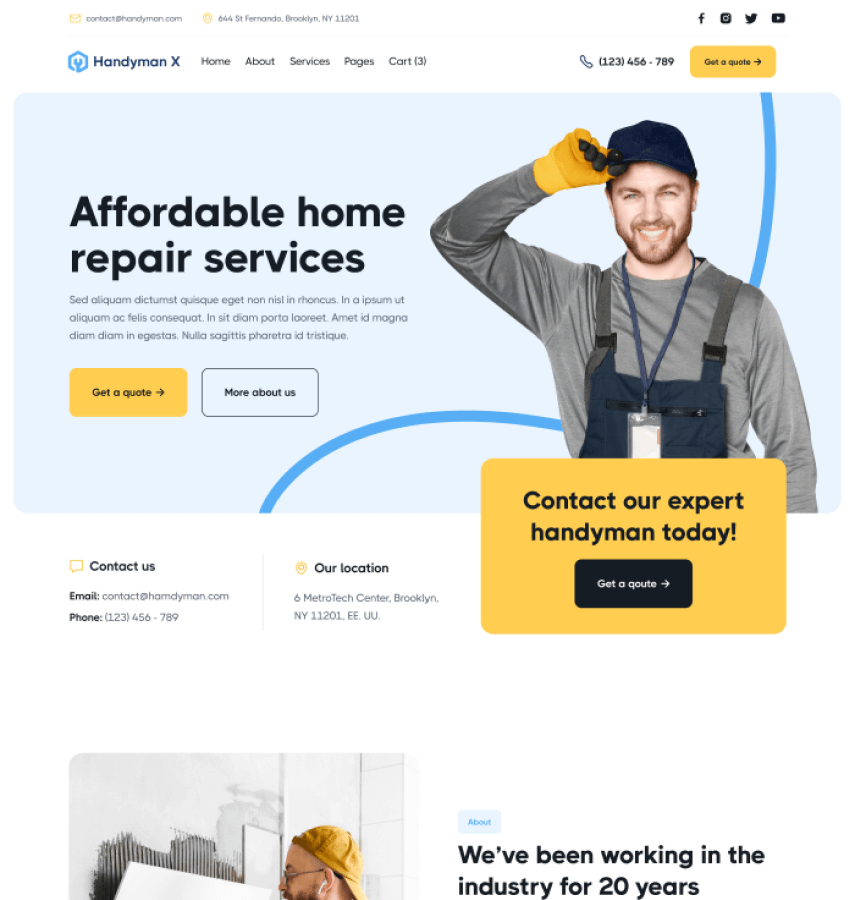 Handyman X - Home V1 - Handyman Webflow Template