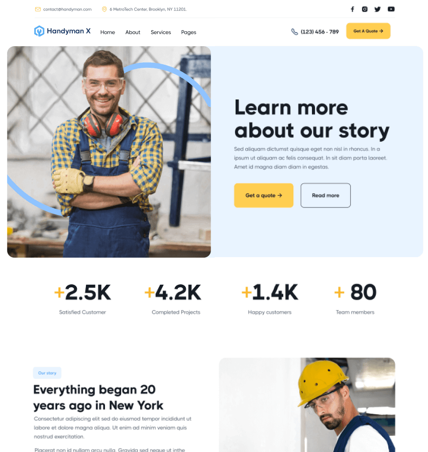 Handyman X - About - Handyman Webflow Template
