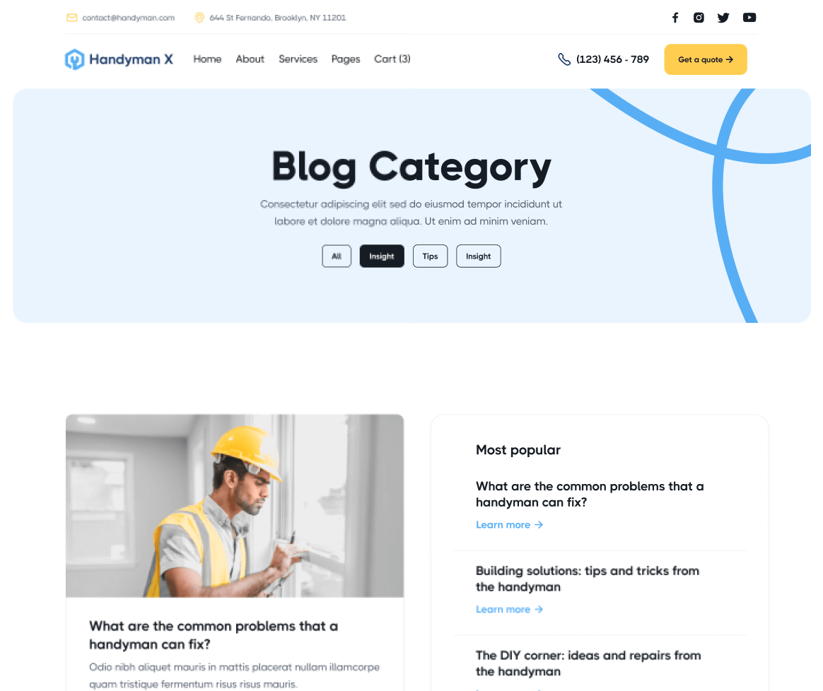 Handyman X - Blog Category Page - Handyman Webflow Template