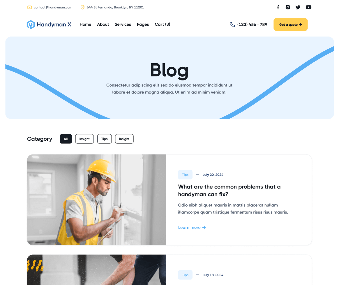 Handyman X - Blog V2 Page - Handyman Webflow Template