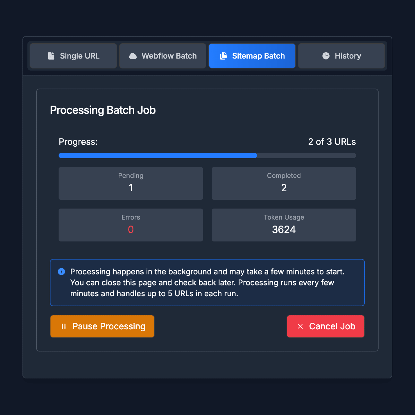 Key Points Generator batch job UI screenshot within Hi, Moose