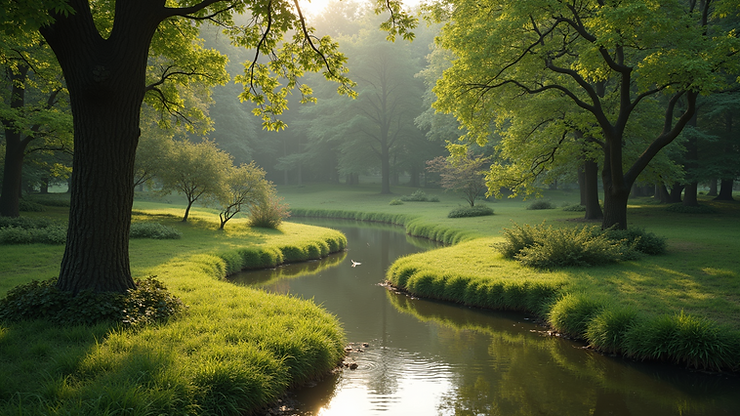 High angle view of a tranquil nature setting ideal for holistic practices
