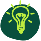 Green circle with a yellow lightbulb icon and rays indicating an idea or innovation.