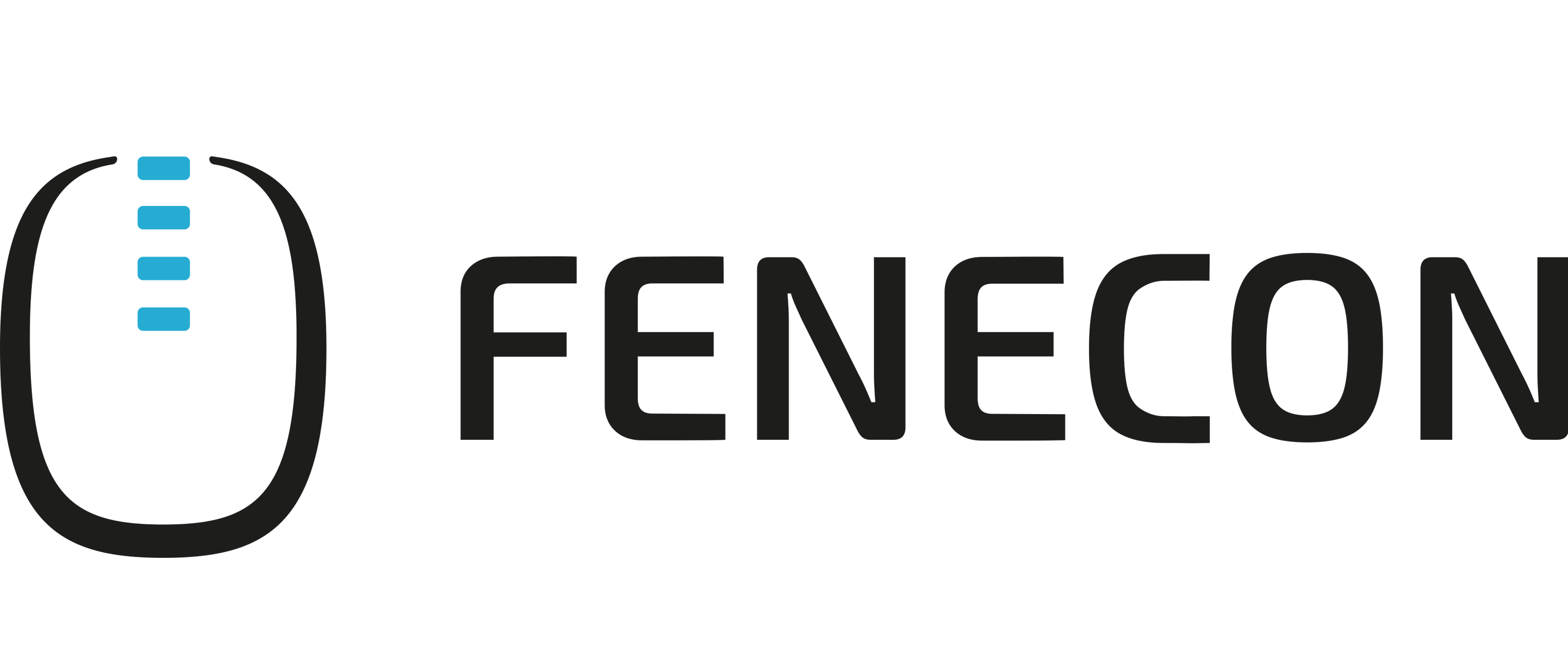 Fenecon-Logo mit stilisiertem O-Symbol und blau-schwarzer Farbpalette