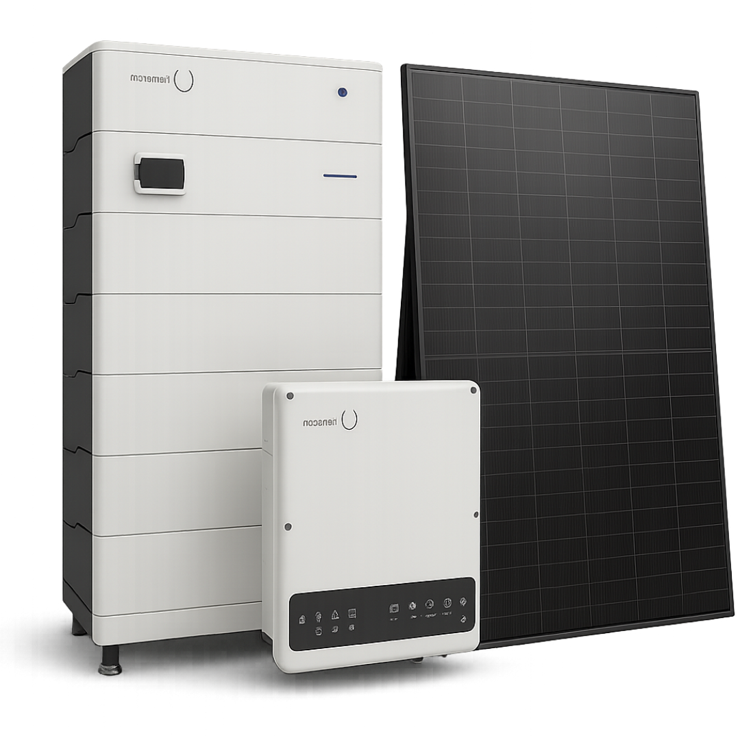 Solarbatterie-System mit Wechselrichter und Photovoltaik-Panel