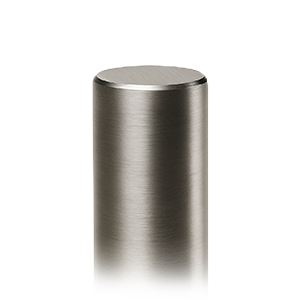 Zylindrischer Stab aus gebürstetem Titanmetall mit glänzender Oberfläche.