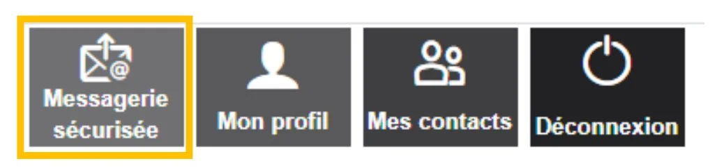 Icône Messagerie sécurisée dans la barre de navigation