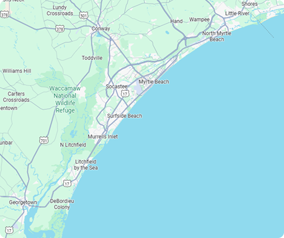 map of service are in Myrtle Beach for Maven Cleaning