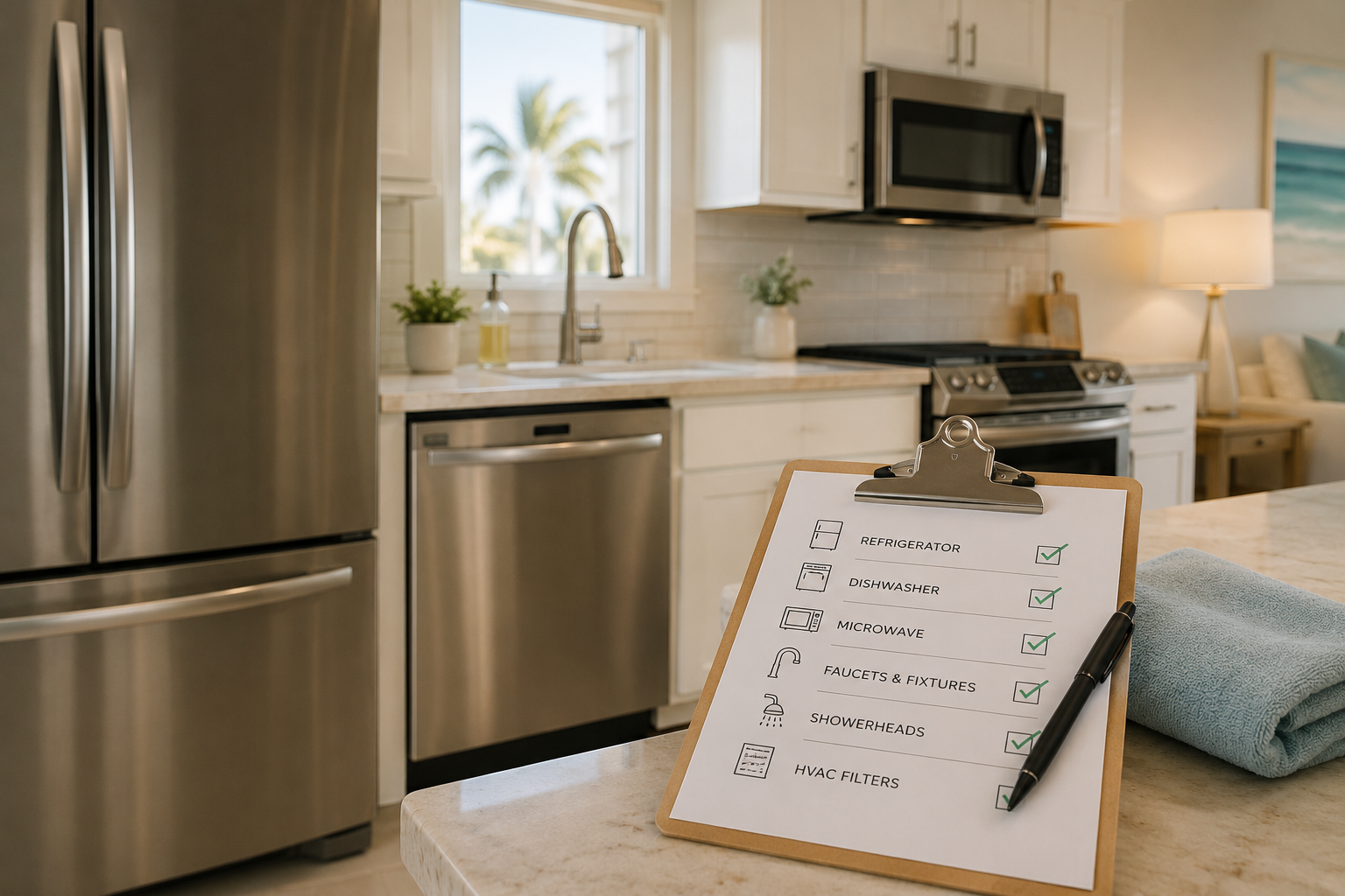 modern coastal vacation rental kitchen
