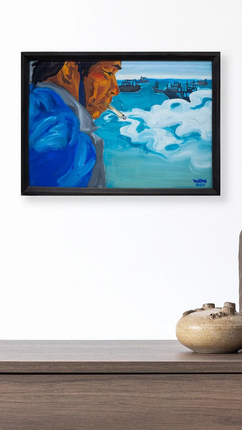 Ảnh mockup tranh bột màu trong không gian sống