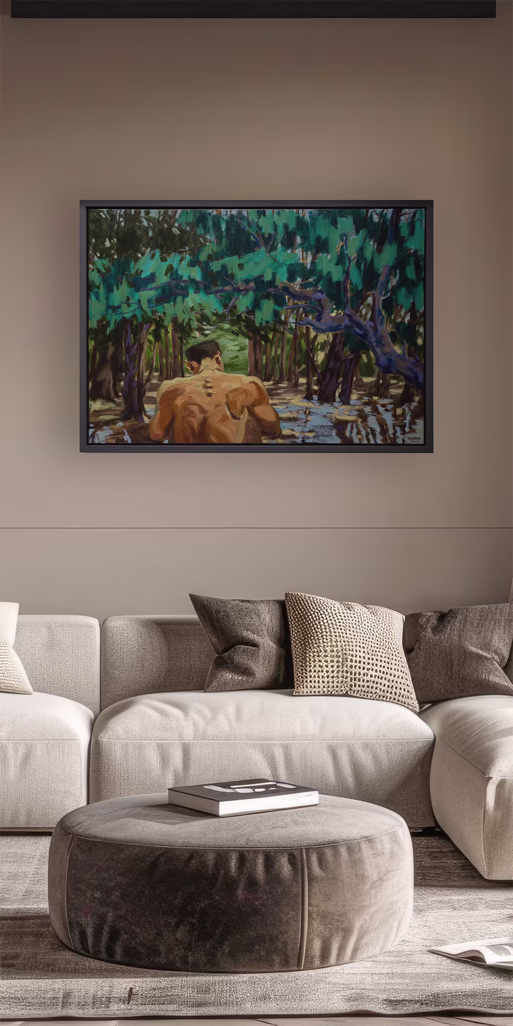 Tranh sơn dầu trong không gian phòng khách