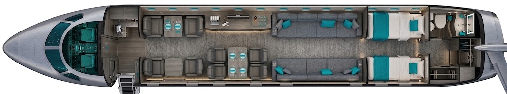 Jet privé / Jet d'affaires : plan cabine Gulfstream G550