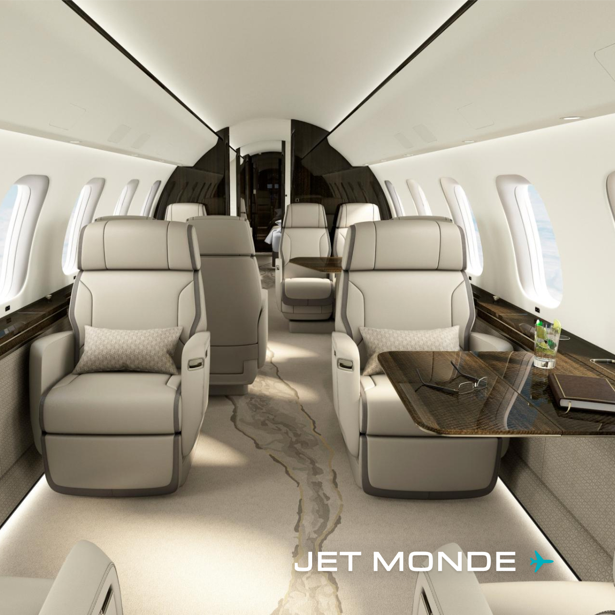 Jet d'affaires / Jet Privé : cabine du Bombardier Global 8000