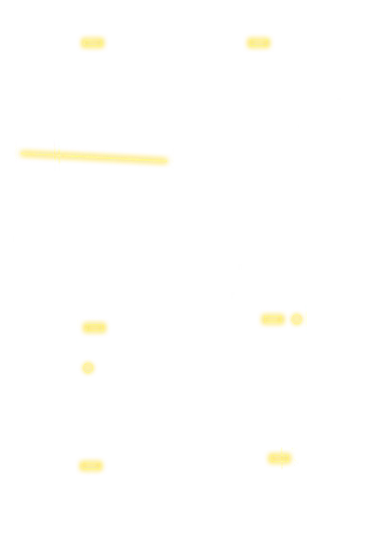 Pianta di appartamento con due camere da letto, cucina, soggiorno, bagno e ingresso, con armadi evidenziati in giallo.