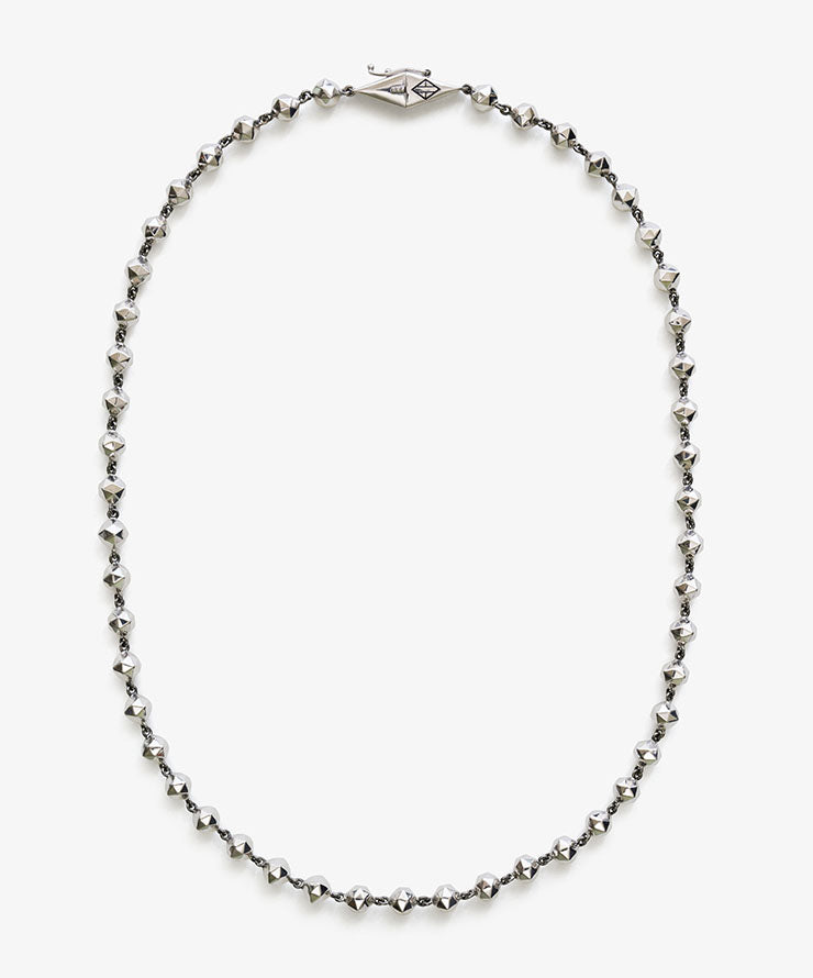 White gold necklace on a white background.