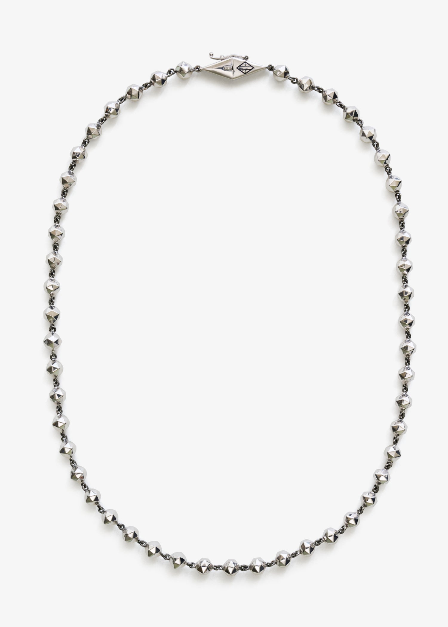 White gold necklace on a white background.