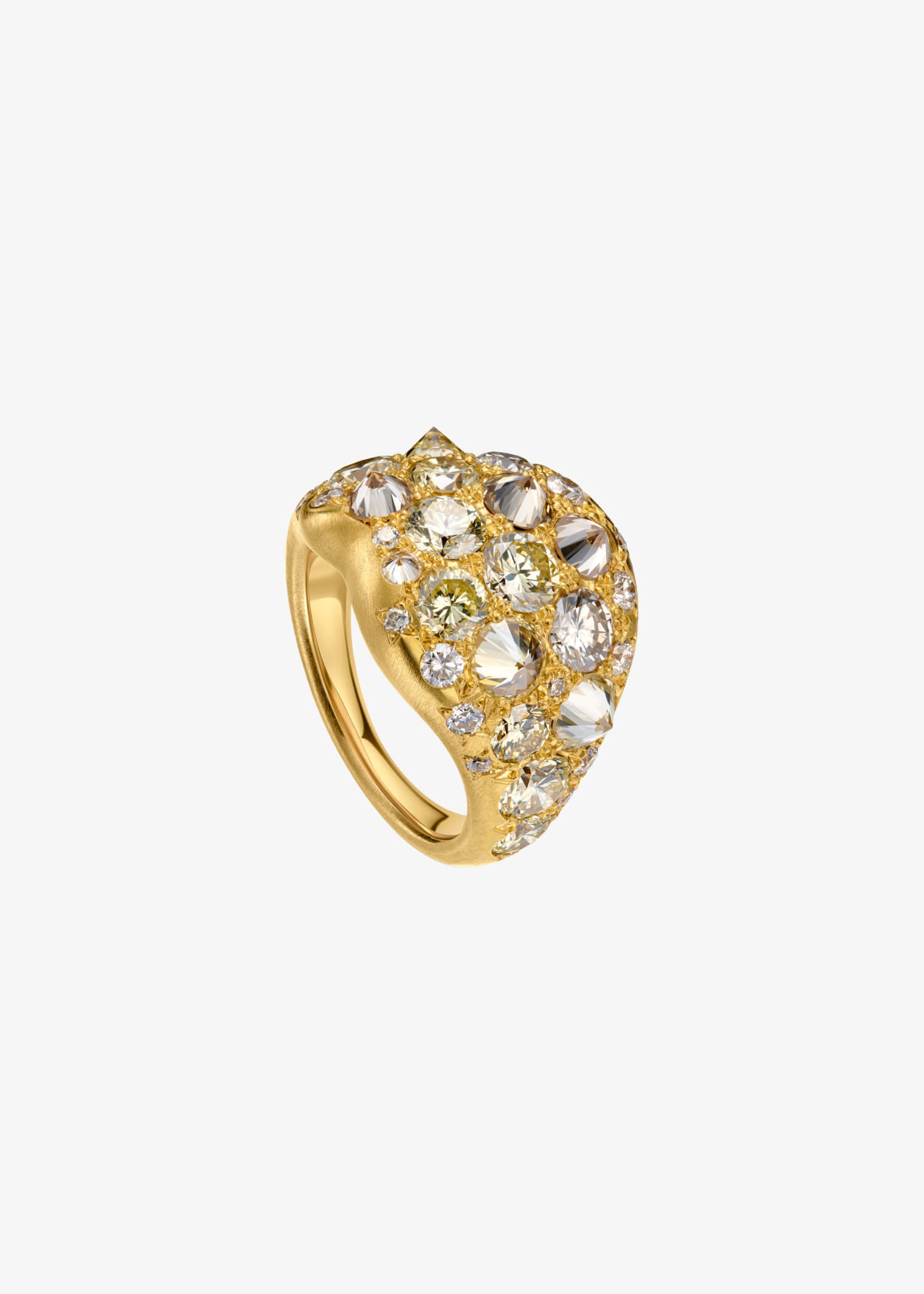 Punk Diamond Ring with diamond accents and a bold contemporary jewelry design.