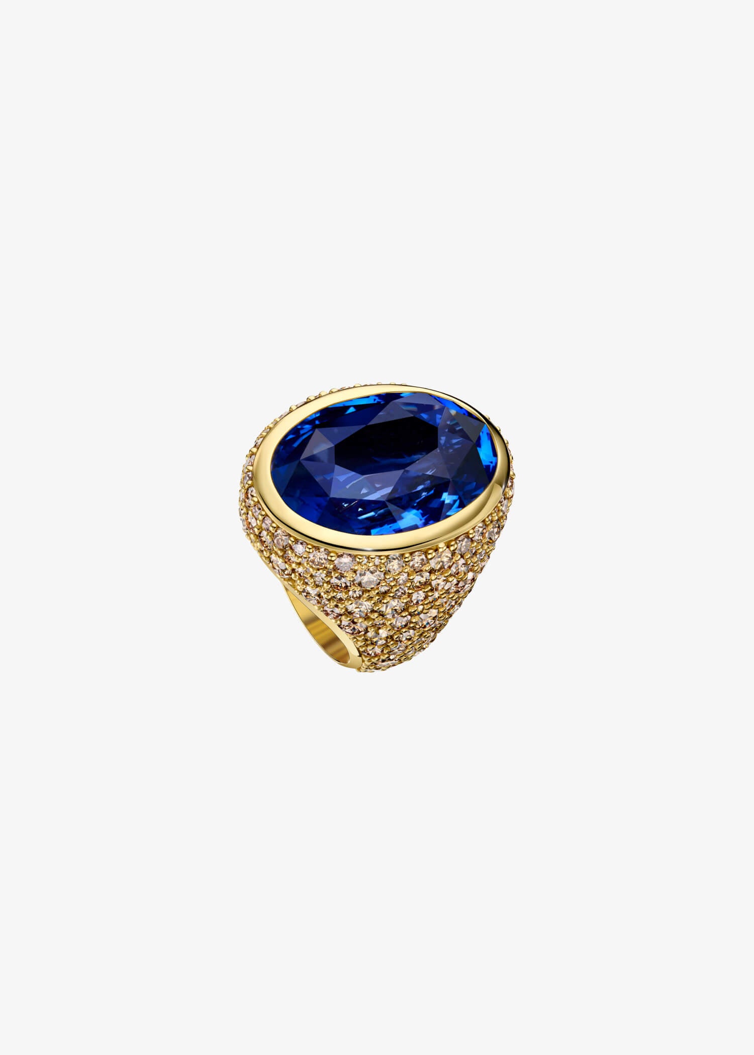 Sapphire and Diamond Rathna Ring featuring a blue sapphire surrounded by diamond accents.
