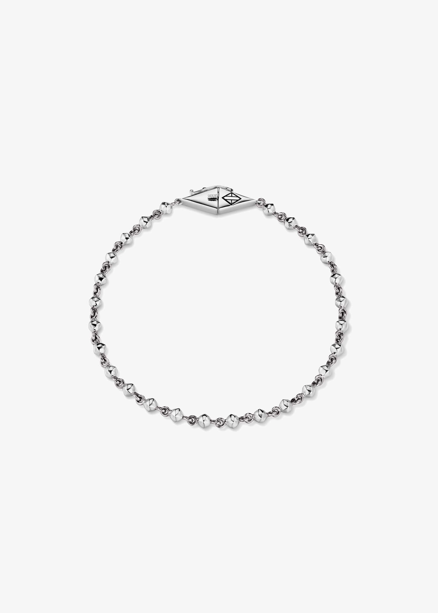 Mini Bead bracelet in 18k white gold with a minimalist beaded design.