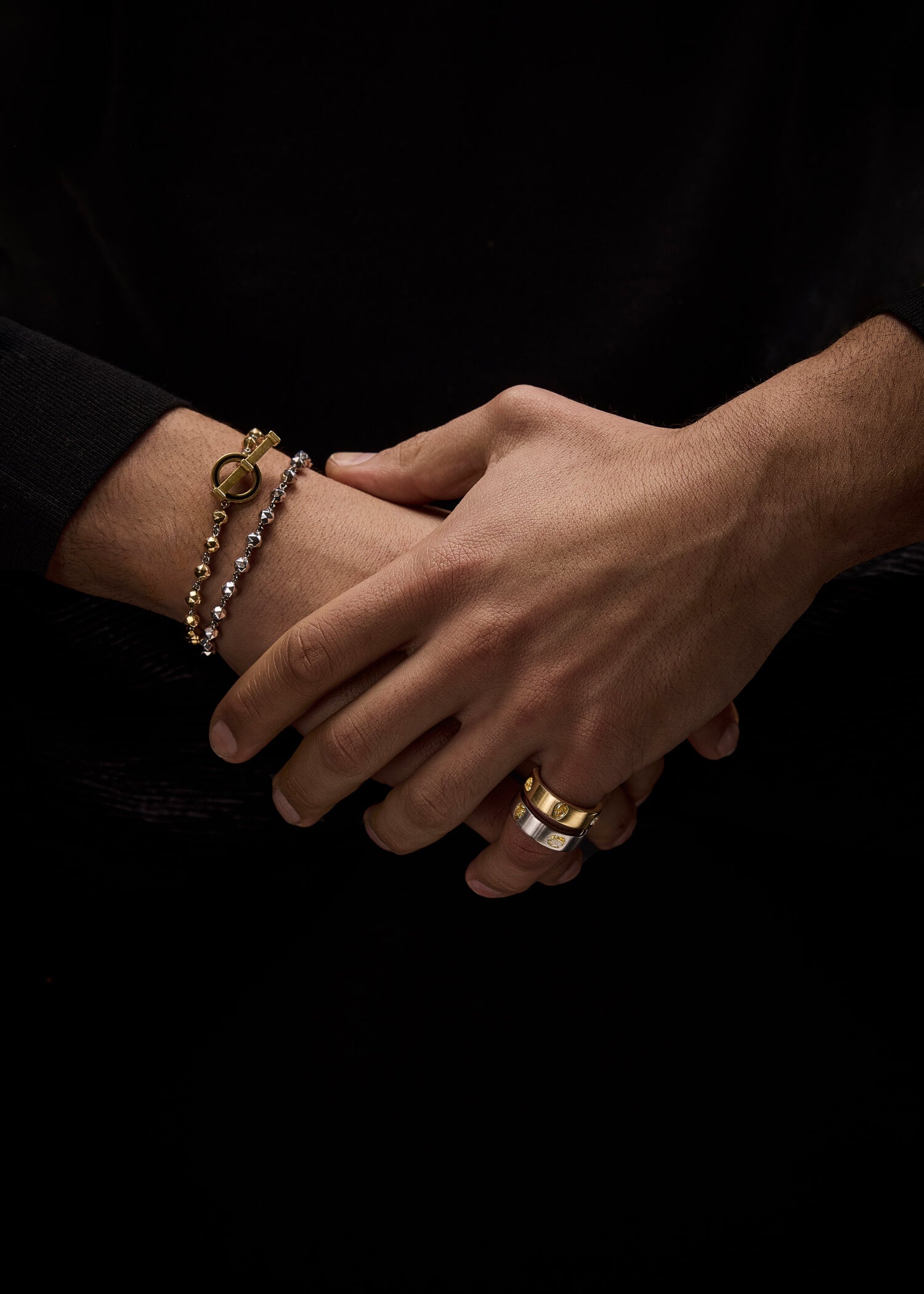18k rose gold Mini Bead bracelet worn on the wrist with a minimalist fine jewelry design.