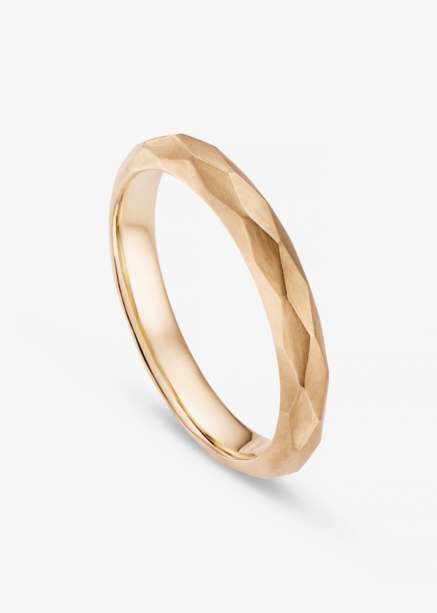 Facet Ring in 18k rose gold with a minimalist geometric band.