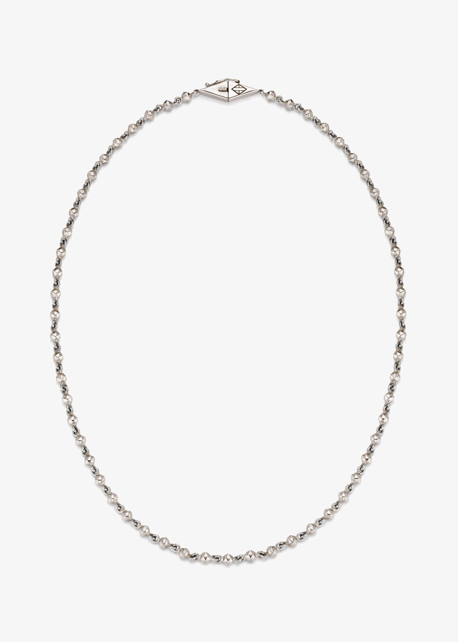 Mini Bead 16-inch necklace in 18k white gold with a delicate beaded design.