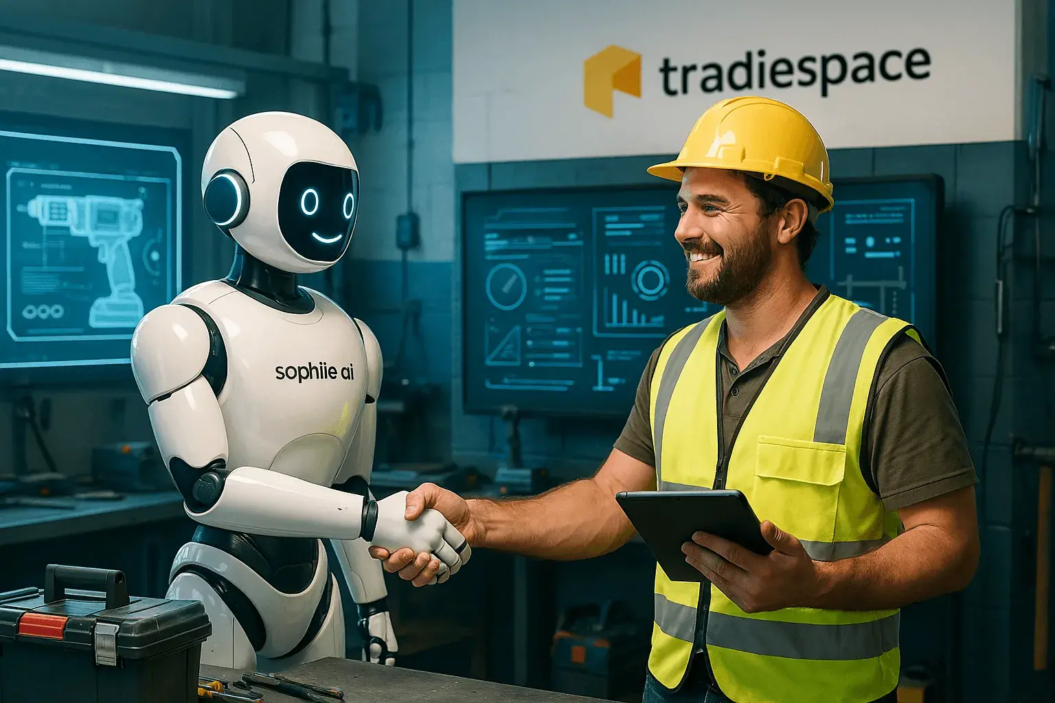 AI Phone Receptionist is talking on the phone with tradie