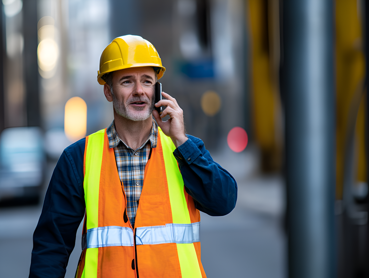 AI Phone Receptionist is talking on the phone with tradie