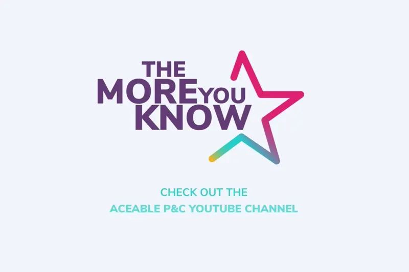 Animated logo for ‘The More You Know’ series, styled in Aceable’s secondary brand colors.