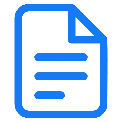 Blue outlined document icon with horizontal lines representing text