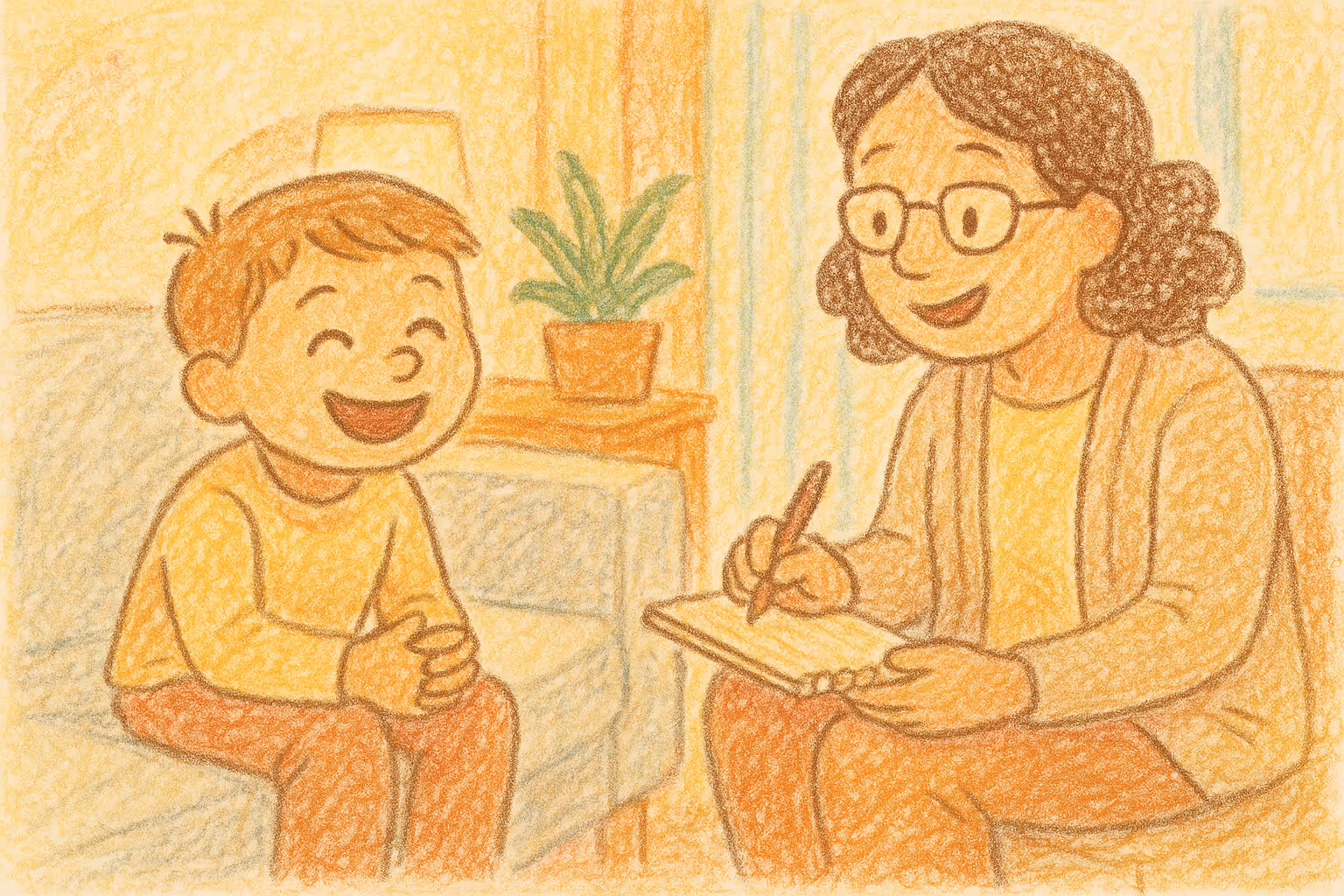 szczęśliwe dziecko podczas terapii