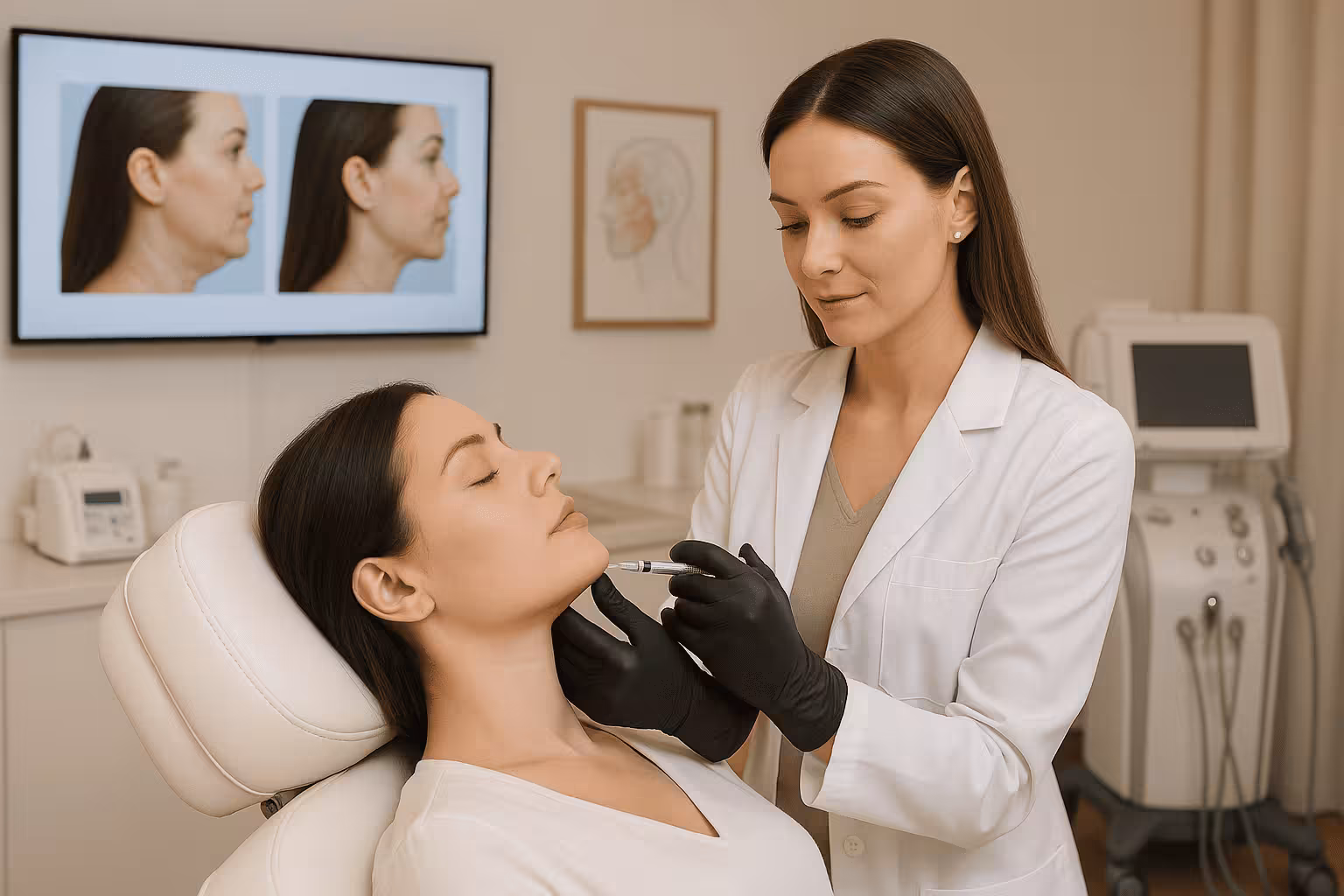Traitement cosmétique avec injection par un professionnel de santé