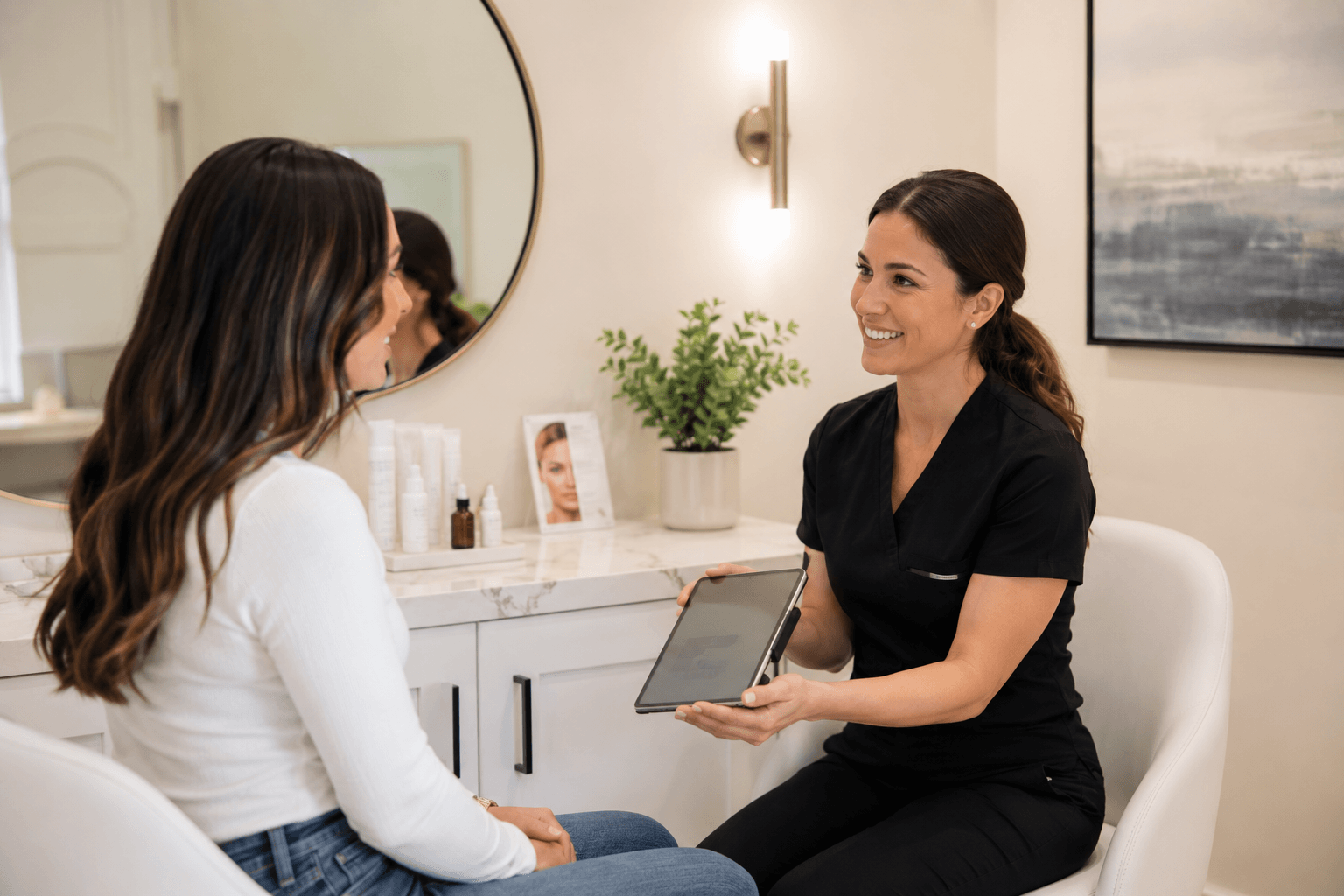 Client consultation at an aesthetic clinic in Ocala, Florida