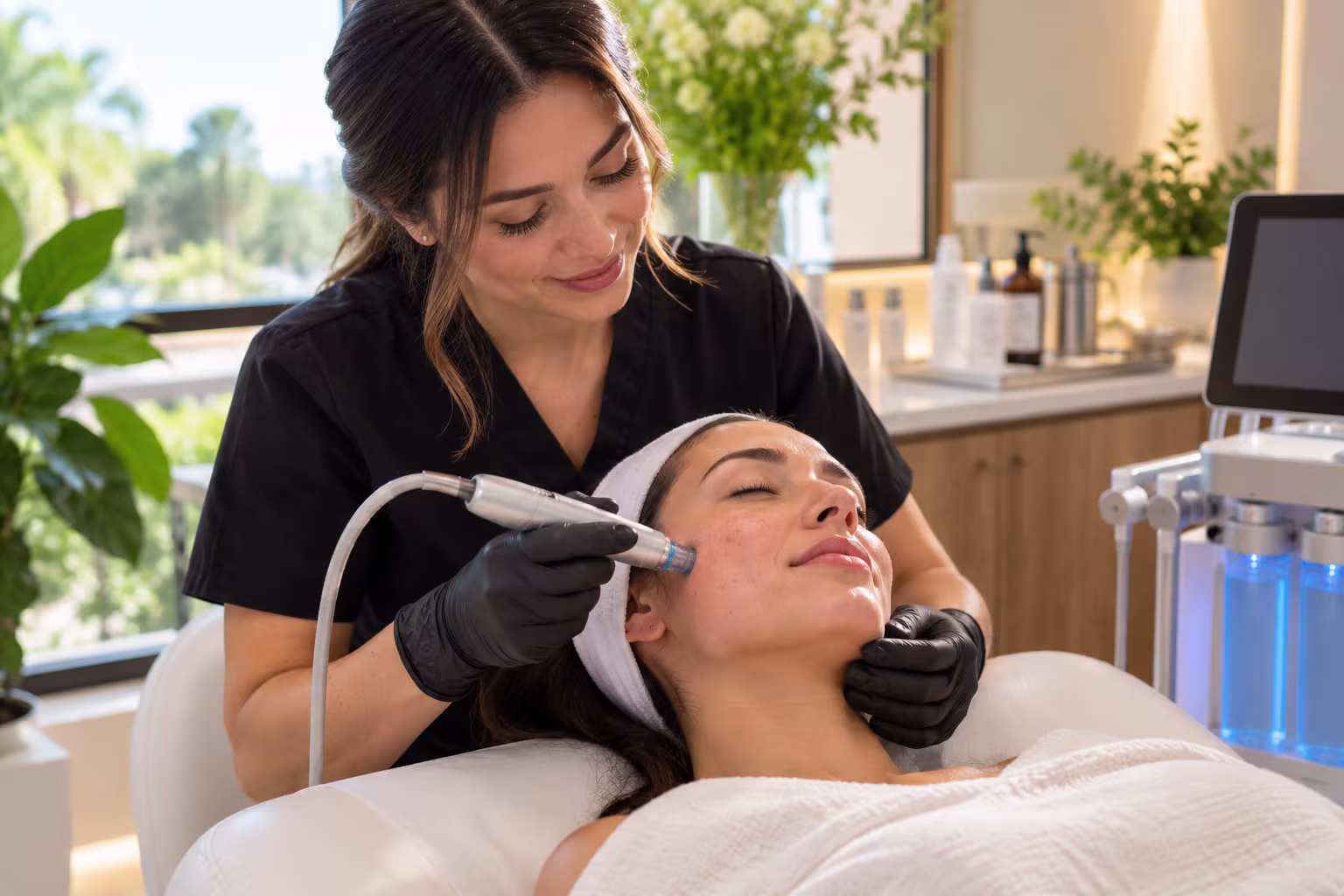 Gainesville, Florida patient receiving a professional acne treatment facial