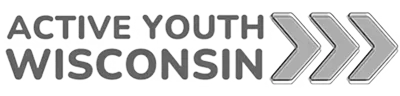 Logo for Active Youth Wisconsin with three right-pointing arrows.