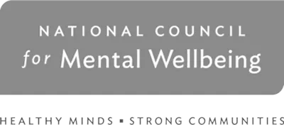 Logo of the National Council for Mental Wellbeing with the tagline Healthy Minds • Strong Communities.
