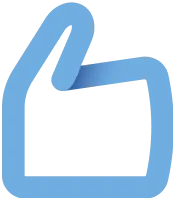 Blue square with a curved upward arrow originating from the top left corner.