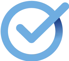Blue checkmark inside a blue circle icon.
