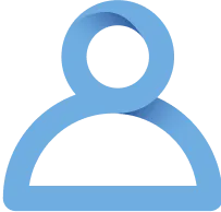 Blue magnifying glass icon overlapping a user silhouette.