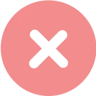 Black cross icon inside a red circle with a transparent background.