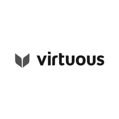 Virtuous company logo with a stylized V-shaped icon on the left.