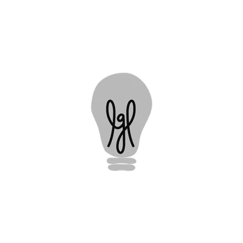 Simple gray light bulb icon with a black filament design on white background.